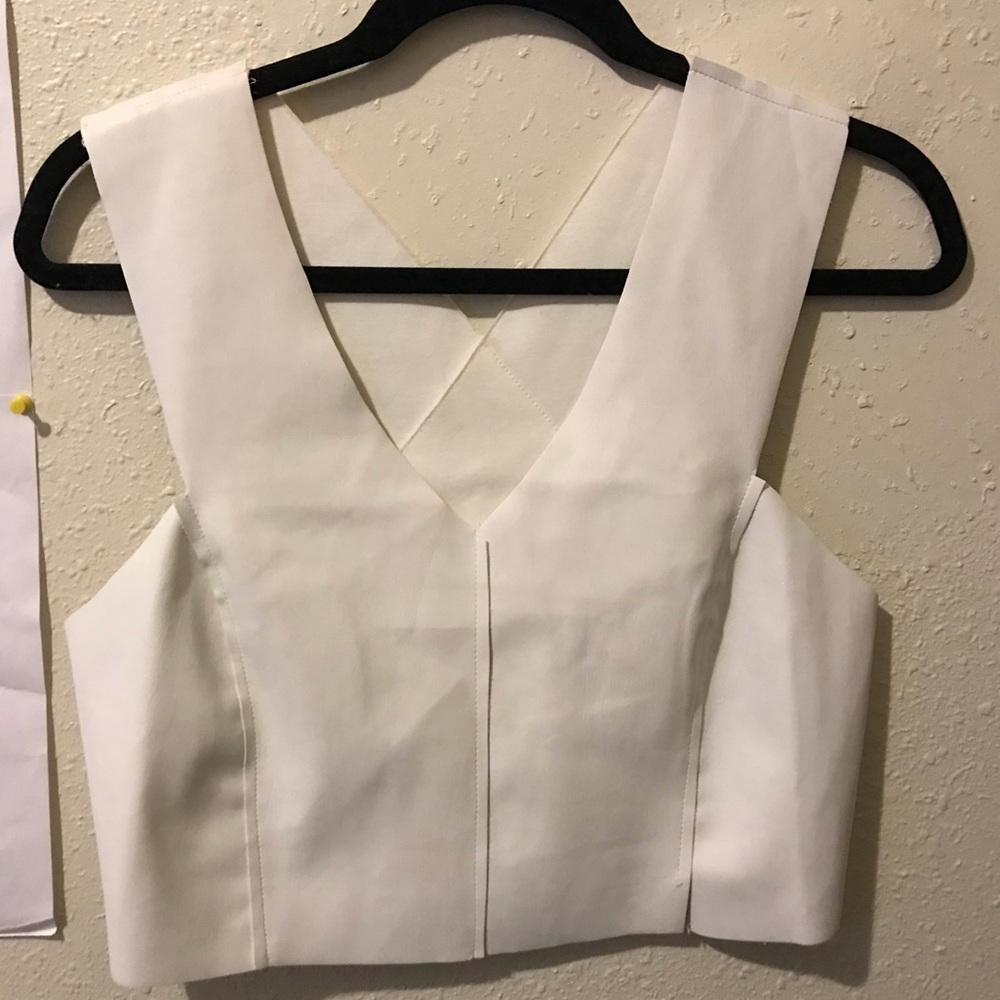 ZARA white flax leather crop top